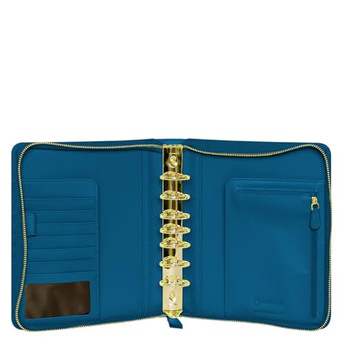 FranklinCovey - FranklinCovery - Kenzie Binder for Ring-Bound Franklin Planners | Genuine Leather - Zipper Closure (Classic, Lyons Blue)