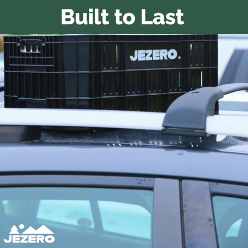 JEZERO Heavy-Duty Plastic Utility Tote | Reinforced Storage Crate for Heavy Loads | Durable & Reusable | 20" x 12" x 8", Black, 6-Pack