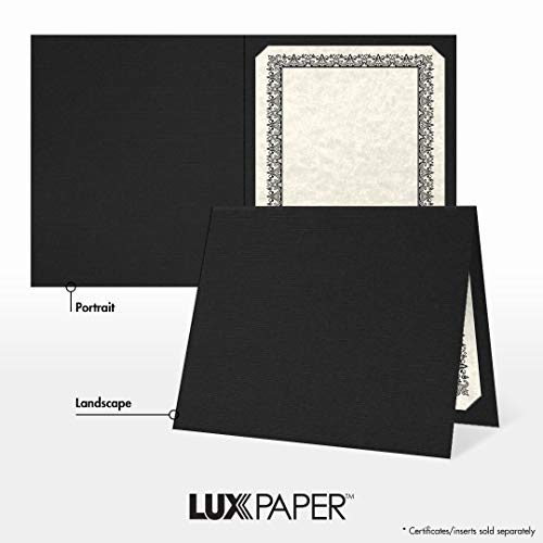LUXPaper 9.5" x 12" Certificate Holders | Black Linen | 100lb. Cover | 250 Qty
