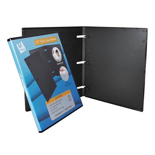UniKeep 3 Ring View Binder - Binder Case is Fully Enclosed - Available in White, Clear, or Black and in Different Spine Sizes (Box of 36, Black, 0.5 Inch)