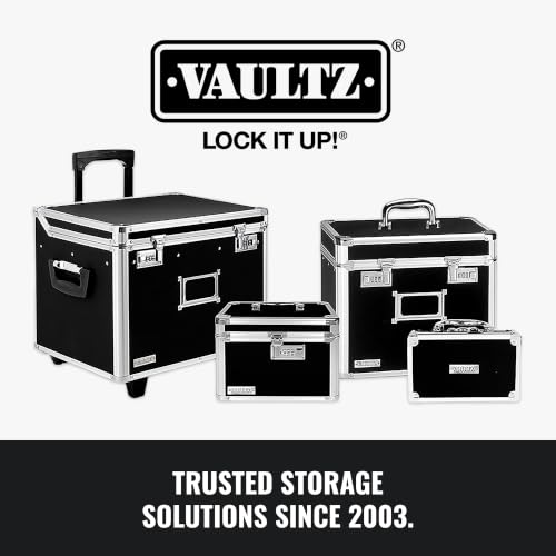 Vaultz Locking File Organizer Box with Combination Lock, Letter Size 14" x 7" x 12.19", Black