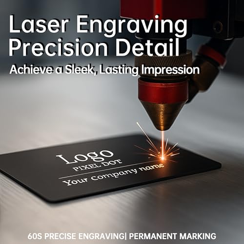 20-600 Custom Metal Business Cards with Personalized Logo/Text/Design/QR Code, Permanent & Clear Laser Engraving Info, Double-Sides Customizable, 0.5mm Anodized Aluminium