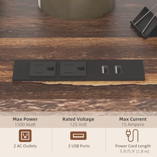 Vinsetto Printer Stand Table with Socket USB Charging Ports, Rustic Brown