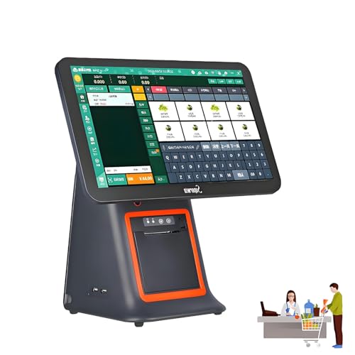 AETEREOS 15.6 Inch Dual Touch Screen Cash Register, All-in-One POS System for Small Business with Intel i5 CPU, 8GB RAM 128G SSD, Windows 7/10 for Retail & Restaurant Black-Singlescreen
