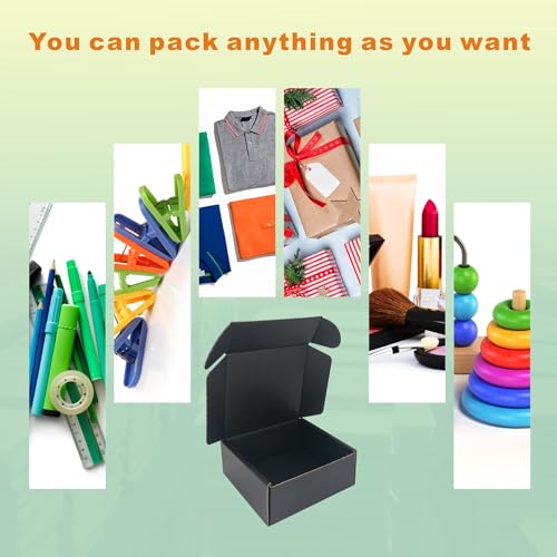 CH-BOX 400 Pack 5x5x2'' Small Shipping Boxes, Corrugated Cardboard Mailers for Business, Black (CM552B-400)