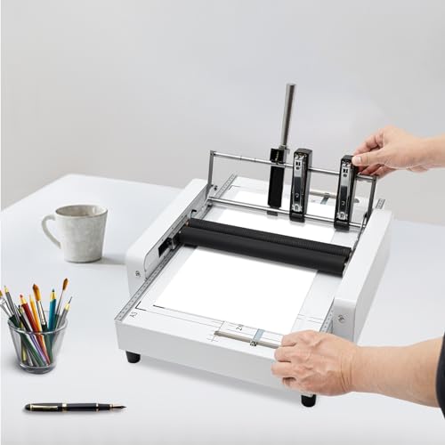 A3 Folding Binding Machine, 2 in 1 Multifunctional Booklet Maker Machine, Professional Book Binding Folding Saddle Stitch, Automatic Booklet Maker for Home, School, Church, Office