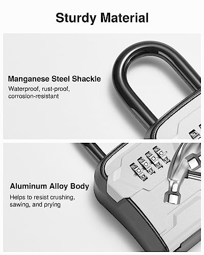 Puroma Key Lock Box for House Keys Combination Lockbox with Code, 10 Gray