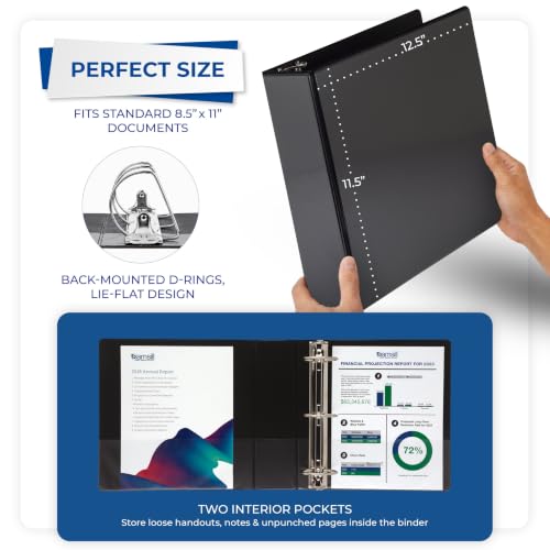 Samsill Durable 3 inch 3 Ring Binder, D Ring Binder, 100% Recycled Chipboard, Black, 12 Pack