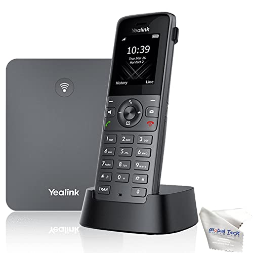 Yealink W73P DECT Cordless VoiP Phone System - Wireless Base Station & Handset for Small Business, Long-Range Roaming, Global Teck Microfiber Cloth