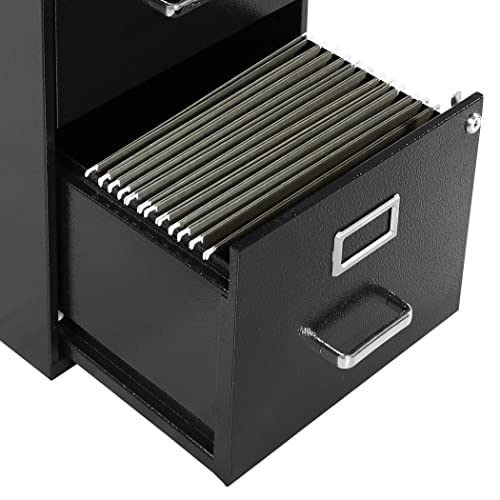 OSP Home Furnishings 2 Drawer Locking Metal File Cabinet, Black