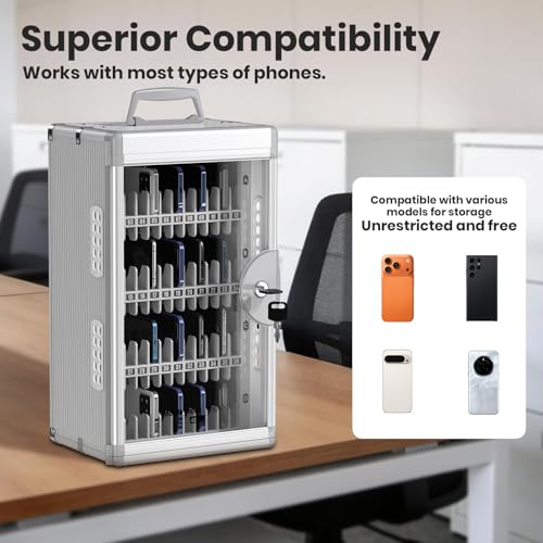 Glosen 48 Slots Cell Phone Locker with Key for Classroom, Phone Storage Box