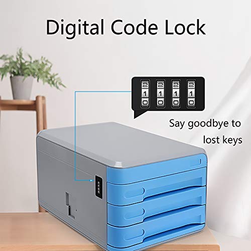 noxozoqm Flat File Cabinet, Drawer Organizer 4-Layers Lockable Environmentally Friendly Plastic-Yellow/Orange, with Digital Code Lock (Color : Orange)