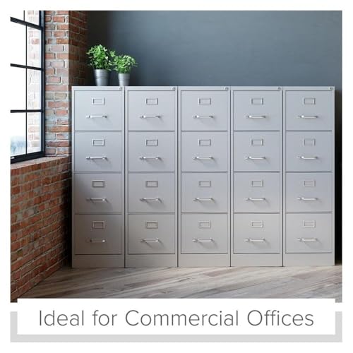 Scranton & Co 4 Drawer Metal Filing Cabinet, 22" Deep, Lockable Top Drawer, Light Gray Steel Vertical File Cabinet for Office, Fully Assembled
