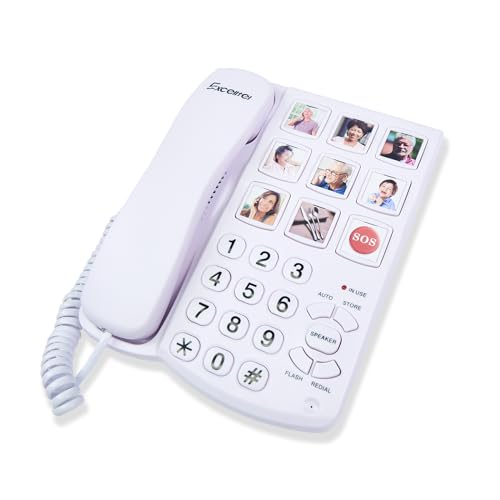 Excelltel Big Button Phone for Seniors, Corded Landline Phone One-Touch