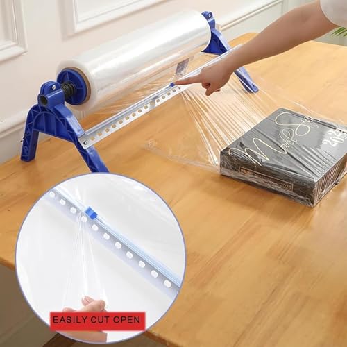 Stretch Film Wrapping Machine, Desktop/Handheld 2-in-1 Stretch Film Dispenser, Maximum Film Width 21.65", Adjustable Tightness, with Anti-Slip Rubber Cover