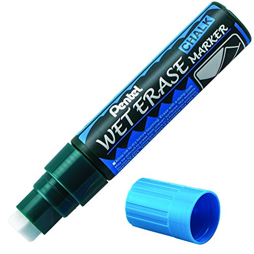Pentel Arts Wet Erase Chalk Marker, Jumbo Tip, Blue Ink, Box of 12 (SMW56-C)