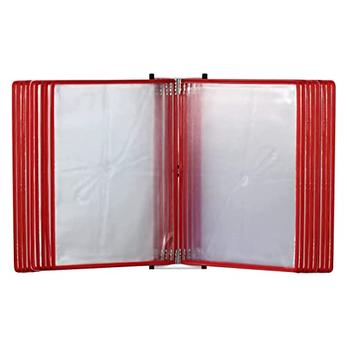 JDXQBLD Wall Mount Reference Organizer - Catalog Display Rack, 20 Double-Sided Displays Pockets, Desktop Reference and Displays System, Letter-Size Desktop Flip Display Folder,Red