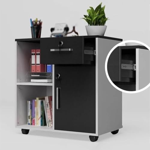 SoOSSN Mobile Locking File Cabinet Office Storage Cabinets for Documents Printer Data Secure Space Saving Filing(B)