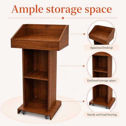 BGEDL Floor Standing Podium Speaking Lectern Stand Portable Podium Stand