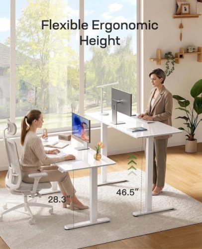 Marsail 37 x 22 inch Glass Standing Desk with 4-Zone Drawer Storage, 5 Pack