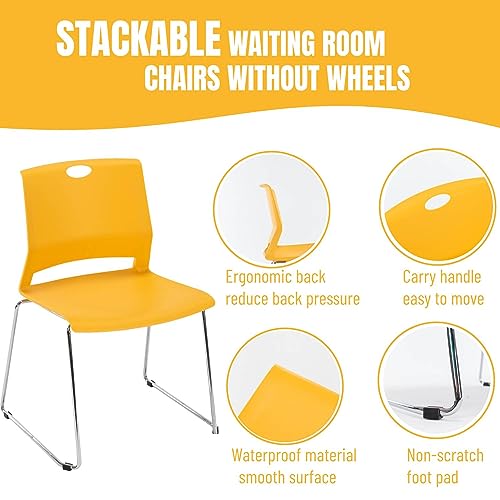 Whiterye Yellow Waiting Room Chairs, Hard Plastic Stackable Chairs Set of 8