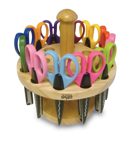School Smart Paper Edger Scissor Set with Stand, Assorted Designs, Pack of 24