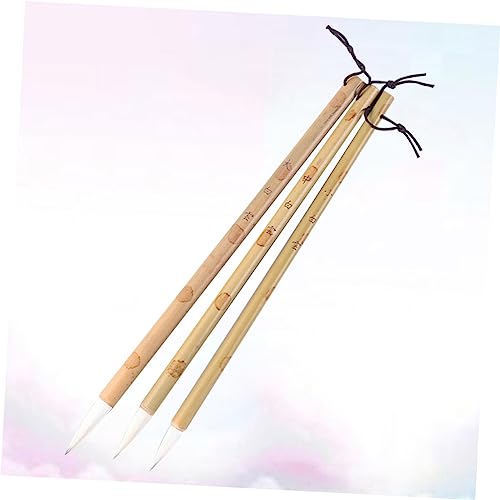 Chinese caligraphy brush, 3 Pcs Writing Brush Painting Chinese Calligraphy Brush Calligraphy Practice Brush Chinese Brush Festival Weasel Hair Brush Soft Wolf Medium and Small Writing Pen Wooden Stude