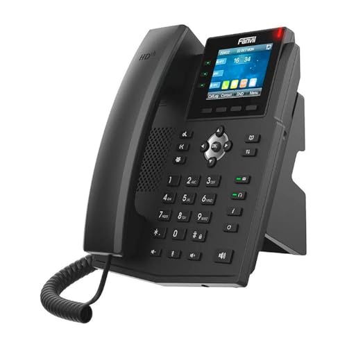 Fanvil X3U Enterprise VoIP Phone, 2.8-Inch Color Display, 6 SIP Lines, Dual-Port Gigabit Ethernet, Power Adapter Not Included