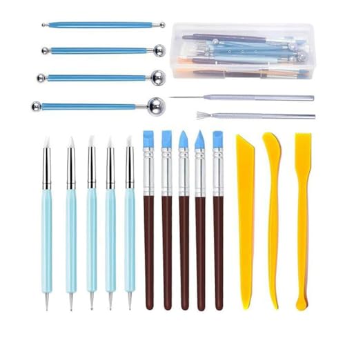 QVEZPRYX Clay Tools Set 19 Carving Ceramic Silicone Spot Drill Pen Indentation