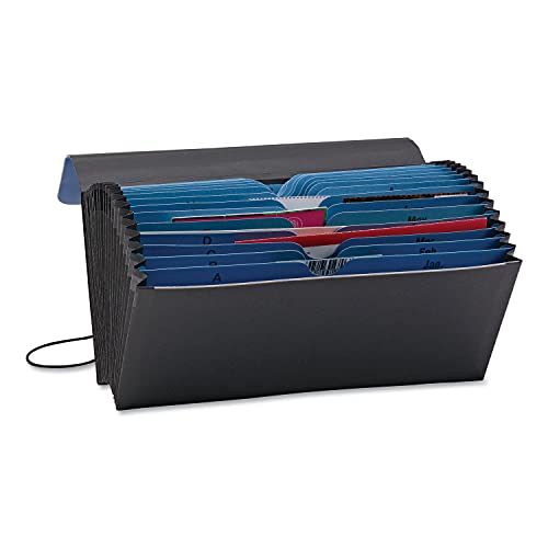 Smead Two-Way Handy Organizer File, 21 Pockets, Alphabetic (A-Z) and Monthly (Jan-Dec), Flap and Elastic Cord Closure, Blue/Black (70506)