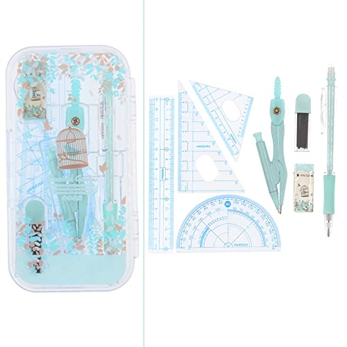 Muteiki Math Geometry Kit Combination Plotter Set,with Storage Case,for School Circle Drawing Tool and Architecture/C