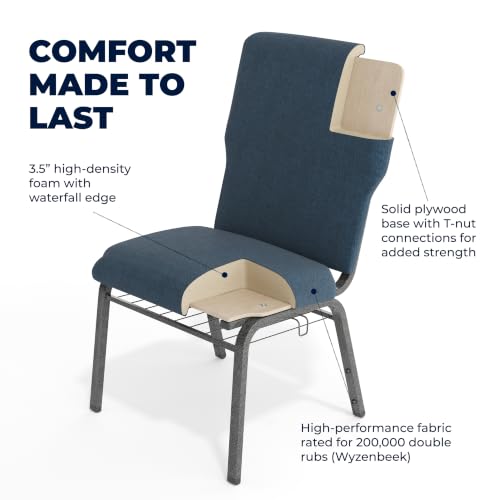 Flash Furniture 21 in Wide Church Chair, Navy