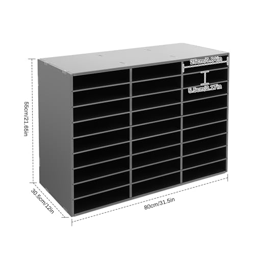 Literature Organizer 27 Slot Adjustable Mail Sorter for Office (Black)