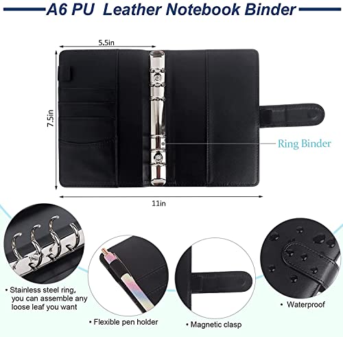 ONMYJFD A6 Binder Budget Cash Envelope System Organizer,12 Patterns Budget Envelopes,Storage Bag, Alphabet Stickers, for Money Planner(E)