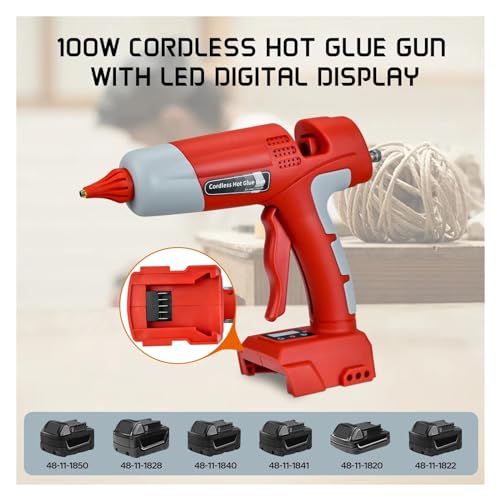 Hot Glue Gun 100W Cordless Hot Melt Glue Gun for 18-20V Li-ion Battery Repair DIY Tool Set with 10 Glue Sticks Power Tool Glue Gun for DIY Arts, Crafts and Quick Repairs