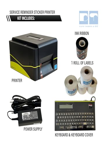 CUTE THINGS & CC Striker Pro V4.0 Oil Service Reminder Printing System with QR Code - Oil Change Reminder Printer System w/Keypad, Ink and 500 Service Stickers.