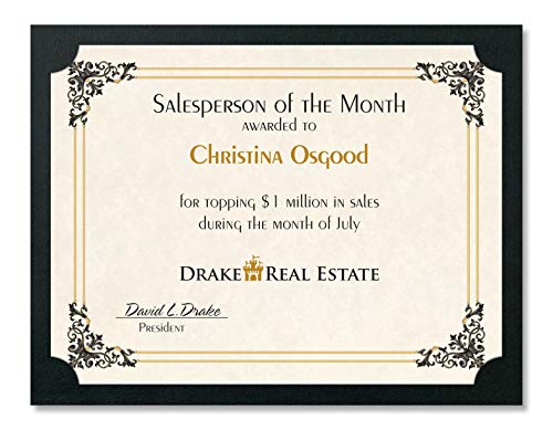 PaperDirect Certificate Folios, Black 80 lb Cover Stock, 9 1/2 x 12, Pack of 20, Certificate Cover for School, Work, Diplomas, Graduation & Awards, Certificate Holder