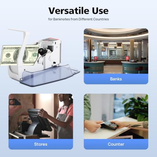 Portable Money Counter Machine, 600 Bills/Min Bill Counter with LED Display