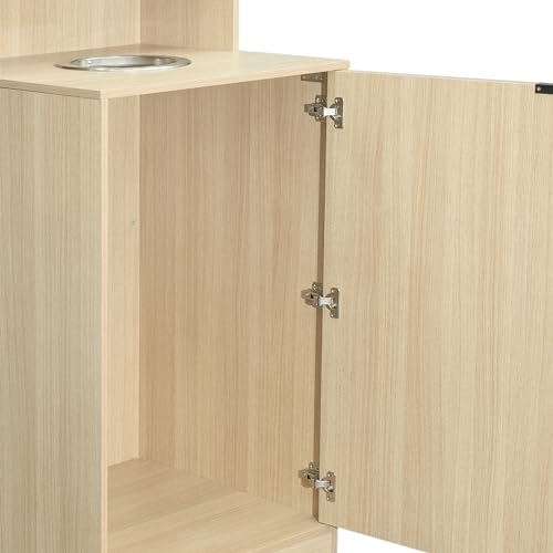 Flash Furniture Trash Can Enclosure, 32 Gallon, Oak