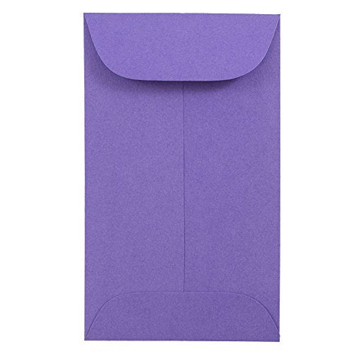 JAM PAPER #3 Coin Business Colored Envelopes - 2 1/2 x 4 1/4 - Violet Purple Recycled - Bulk 500/Box