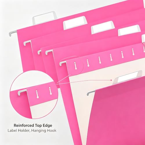 50 Pack Hanging File Folders, Letter Size File Folder Pink