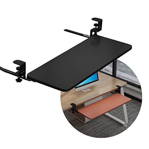 Keyboard Tray Under Desk Keyboard Tray Clamp On - Under Desk Sliding Drawer Platform For Keyboard And Mouse Storage Shelves,Pull-Out Tray 52/65/75X25Cm,Ergonomic,Easy Assembly.Teak-65*25Cm(26*10Inch)