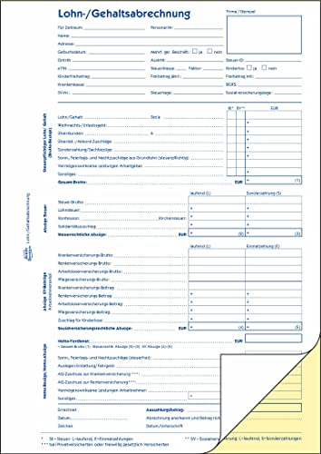 Avery Zweckform 1759 Kind/Payroll Book Carbonless A4 Carbonless 2 x 40 Sheets, Set of 1, White/Yellow