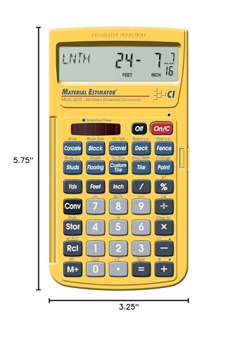 Calculated Industries 4019 Material Estimator Calculator | Finds Project Building Material Costs for DIY’s, Contractors, Tradesmen, Handymen and Construction Estimating Professionals,Yellow
