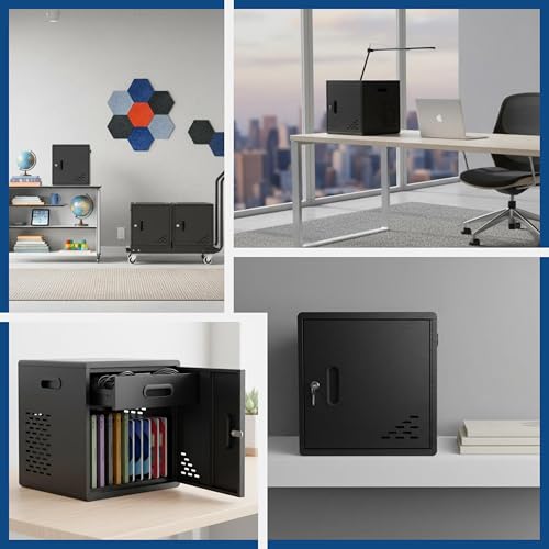 Luxor LLMC10 Modular Charging Cabinet, 10-Device Tablet & Laptop Charging and Storage Station for iPads & Chromebooks up to 13", Locking Door, Stackable Steel Design, Device Charging Cabinet