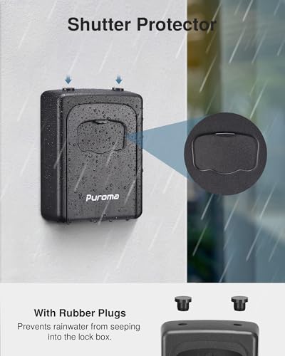 Puroma Key Lock Box Large with Code Lockbox Outdoor Wall Mount 4 Black