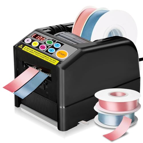 Ribbon Cutting Machine, Electric Tape Cutting Machine, Advanced 999mm Cut Length Cutting 6-60mm Width, Automatic Tape Dispenser for Office, Shipping, Businesses, Home Use, Restaurants