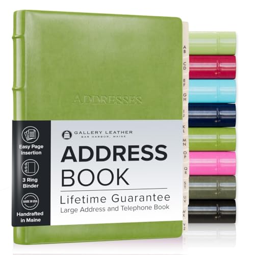 Gallery Leather Personalized Large Address Book with Alphabetical Tabs up