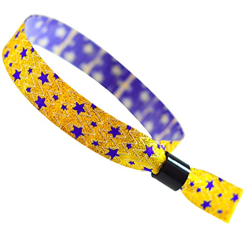 HDHYWRIS Cloth Wristbands for Events, Gold with Blue, 100pcs