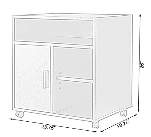 Basicwise Printer Kitchen Office Storage Stand with Casters, White (QI003556.W)